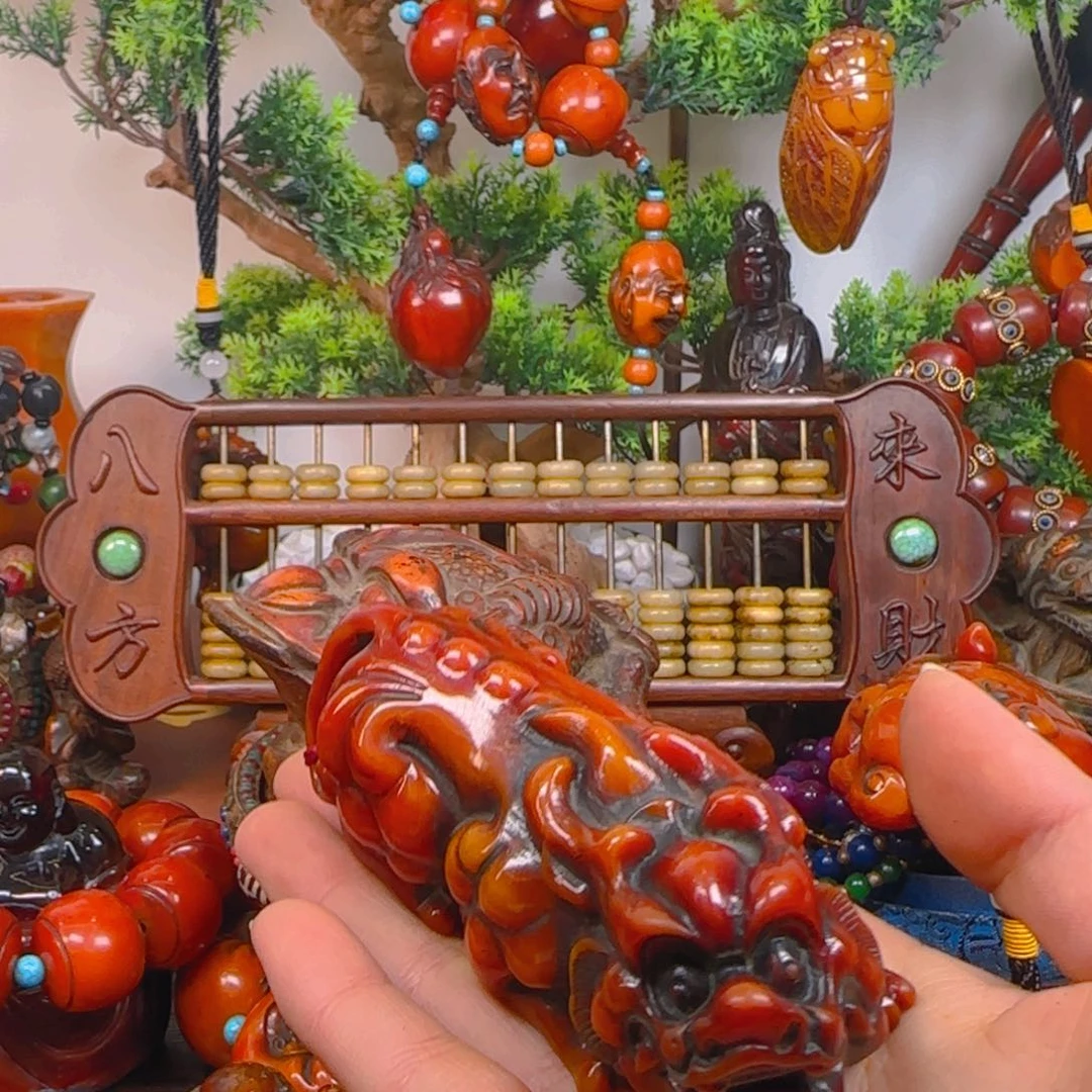 琥珀裸石未镶嵌手把