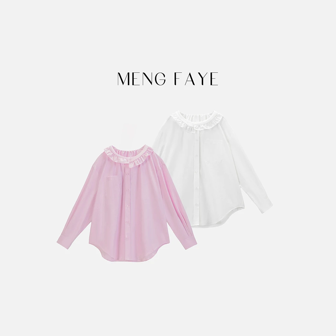 【MENG FAYE】"小舞"新款简约设计感抽绳领口衬衫-SE0332C