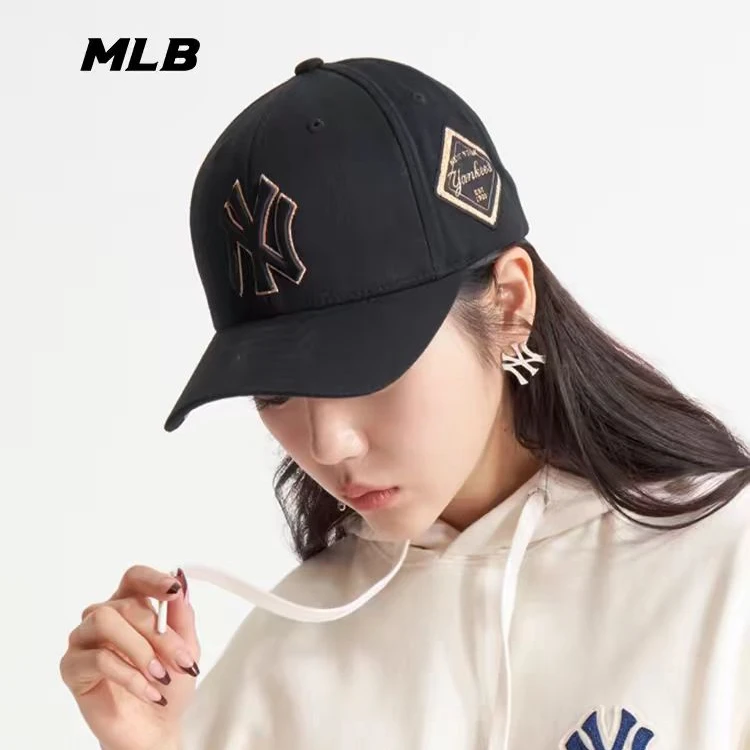 MLB棒球帽子韩国2025正品NY男女可调节百搭LA硬顶鸭舌遮阳帽CP85
