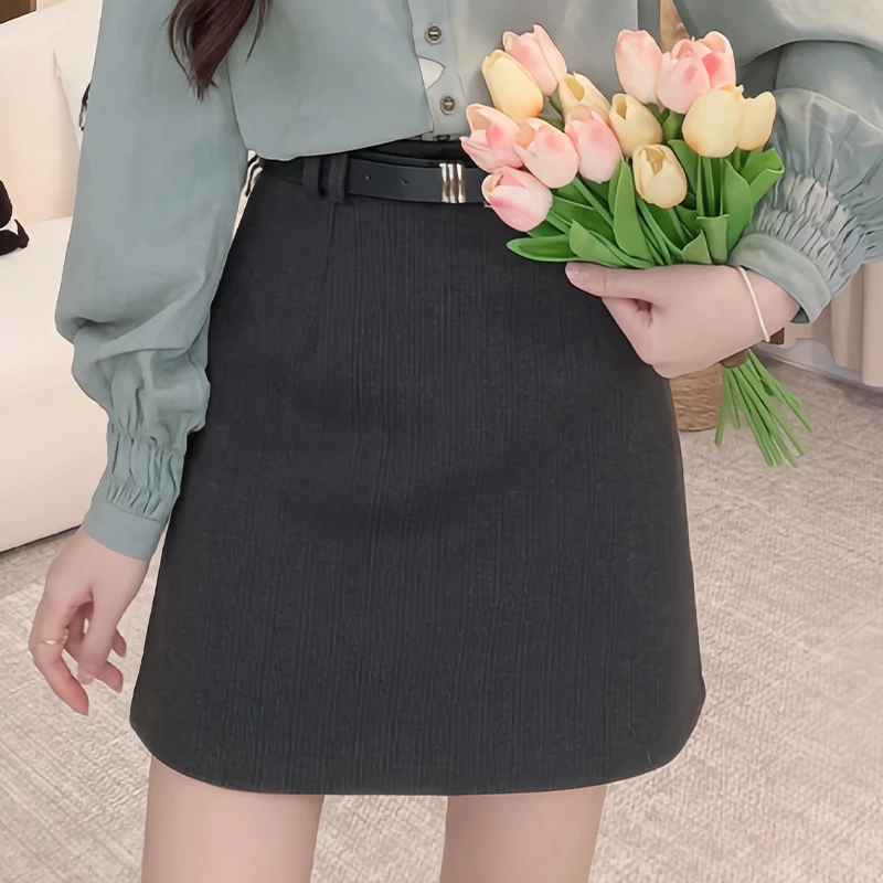 法式复古气质百搭半身裙女2024秋冬新款气质高腰显瘦a字短裙子