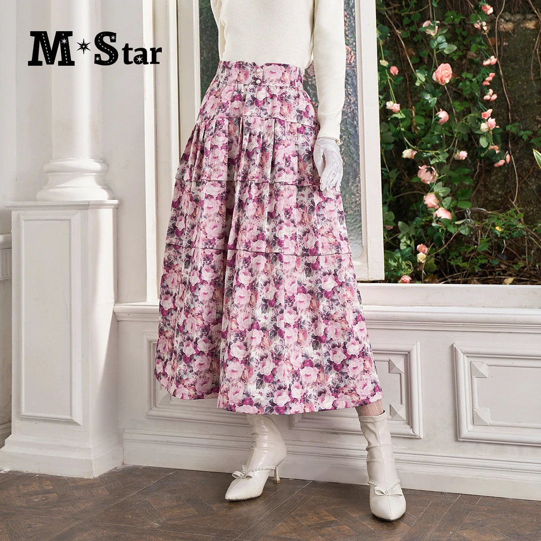 【九月专属】M-Star法式印花中长半身裙款时尚SEEQ142541