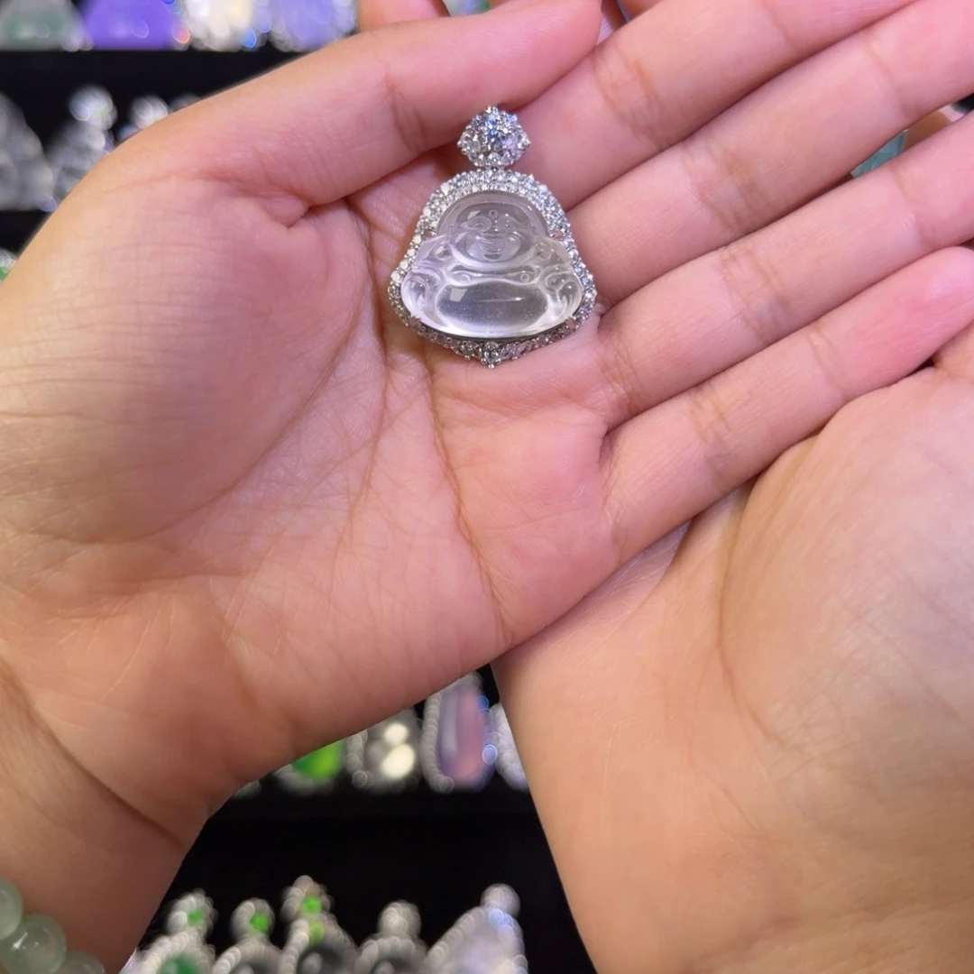 石英质玉银S925镶嵌吊坠(赠链)