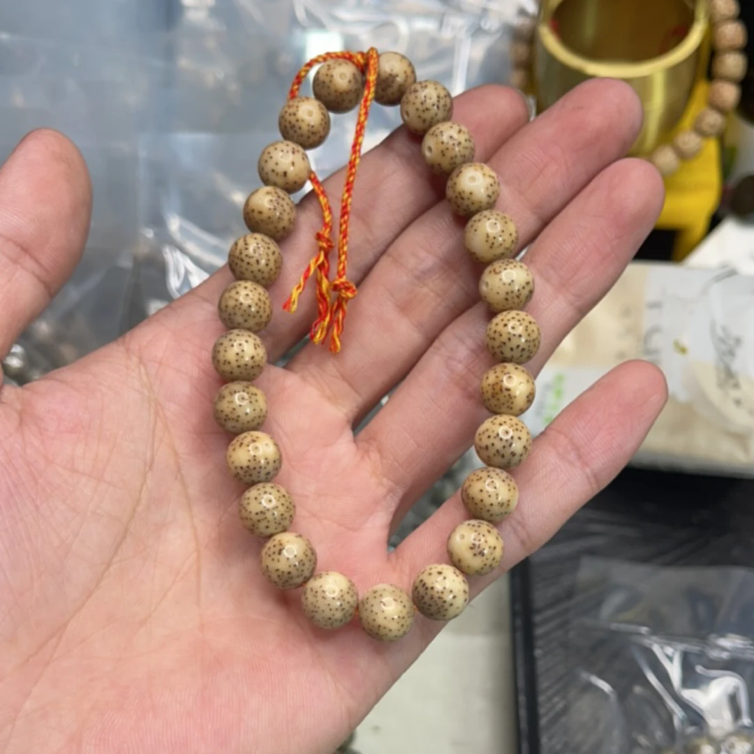 原生态星月菩提9mm圆珠古铜色底色文玩手持手串