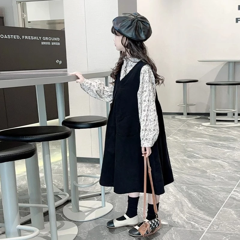 女童连衣裙春秋2025新款儿童洋气秋装女大童薄款长袖森系两件套裙