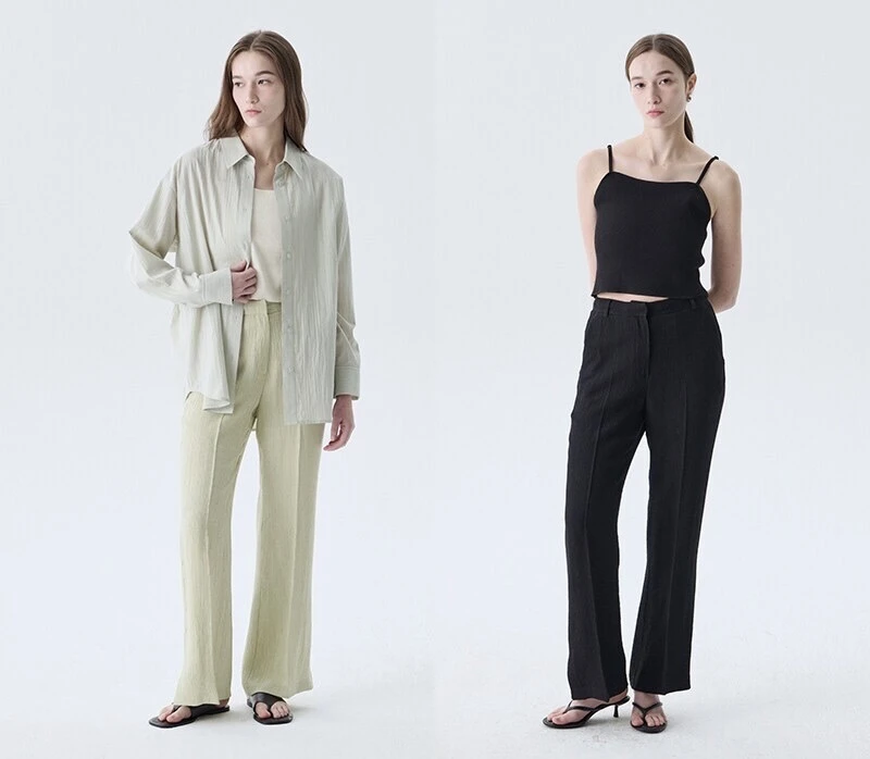 闪闪兒 韩国设计师Frontro*w 25夏季 肌理感休闲裤9235