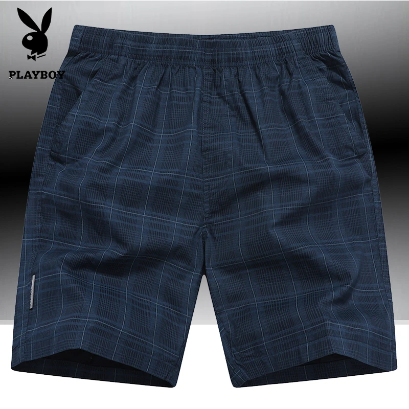 花花公子纯棉沙滩裤薄款短裤夏季男士五分裤透气宽松运动大码中裤