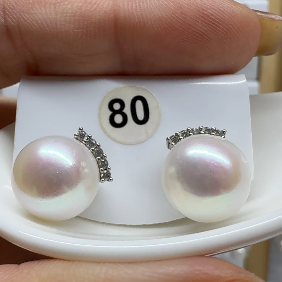 淡水珍珠银S925镶嵌耳饰珍珠