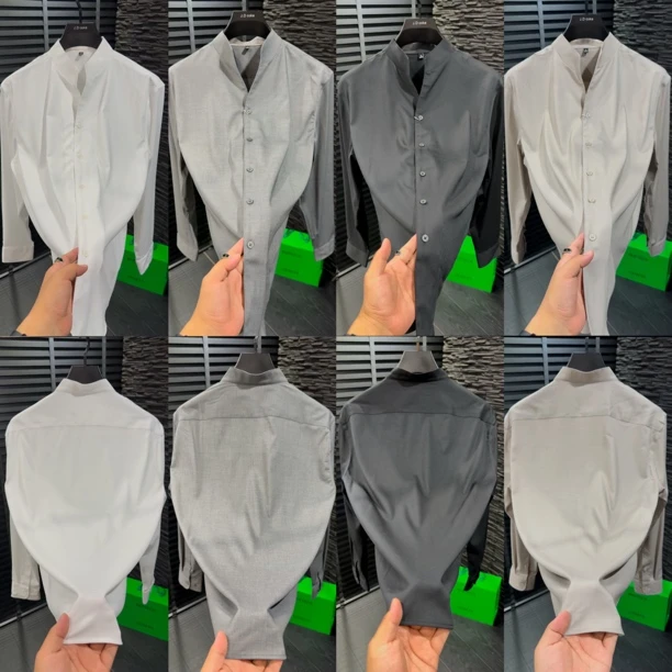 6633/秋季新款时尚百搭高品质立领男士衬衫长袖
