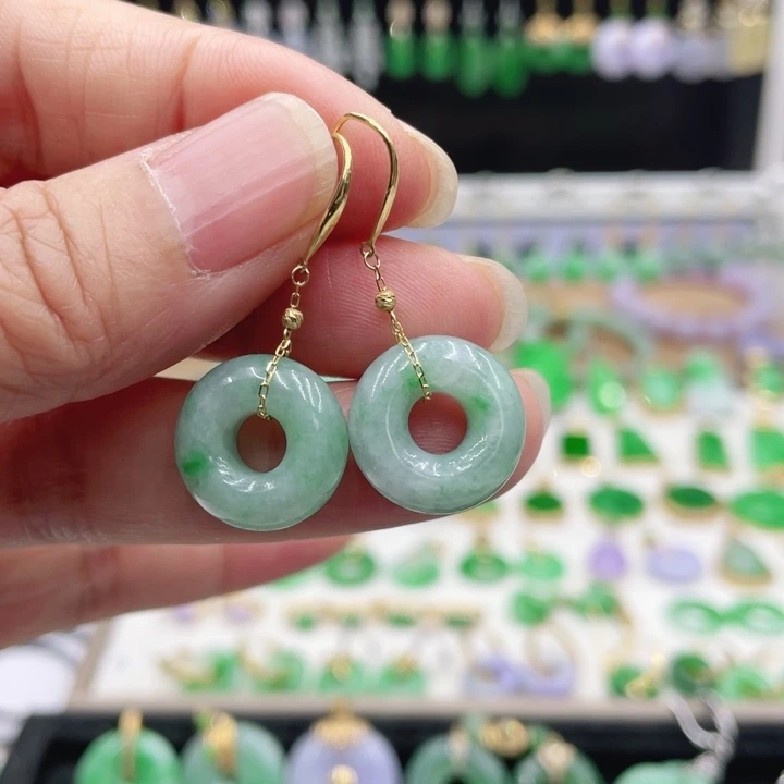 翡翠18K金镶嵌耳饰