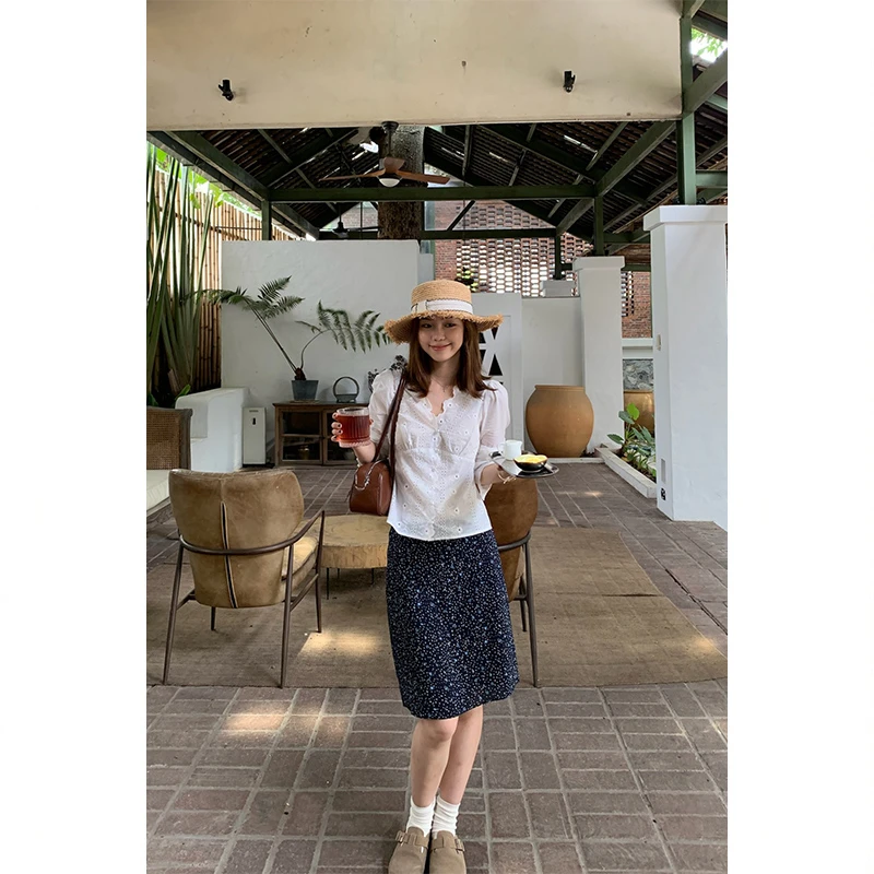 Tuuuh【满天星】半身裙女夏季日常慵懒碎花裙A字半身裙B35832TU53