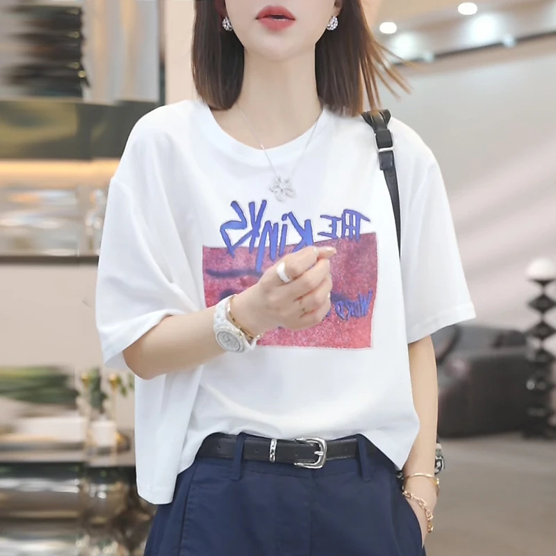 洋气衣服女装百搭短袖T恤2025夏季新款韩系时尚气质宽松显瘦上衣