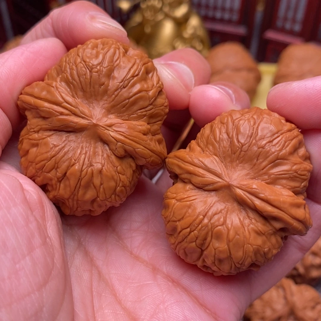 文玩核桃把件毕业精品红皮元宝42尺