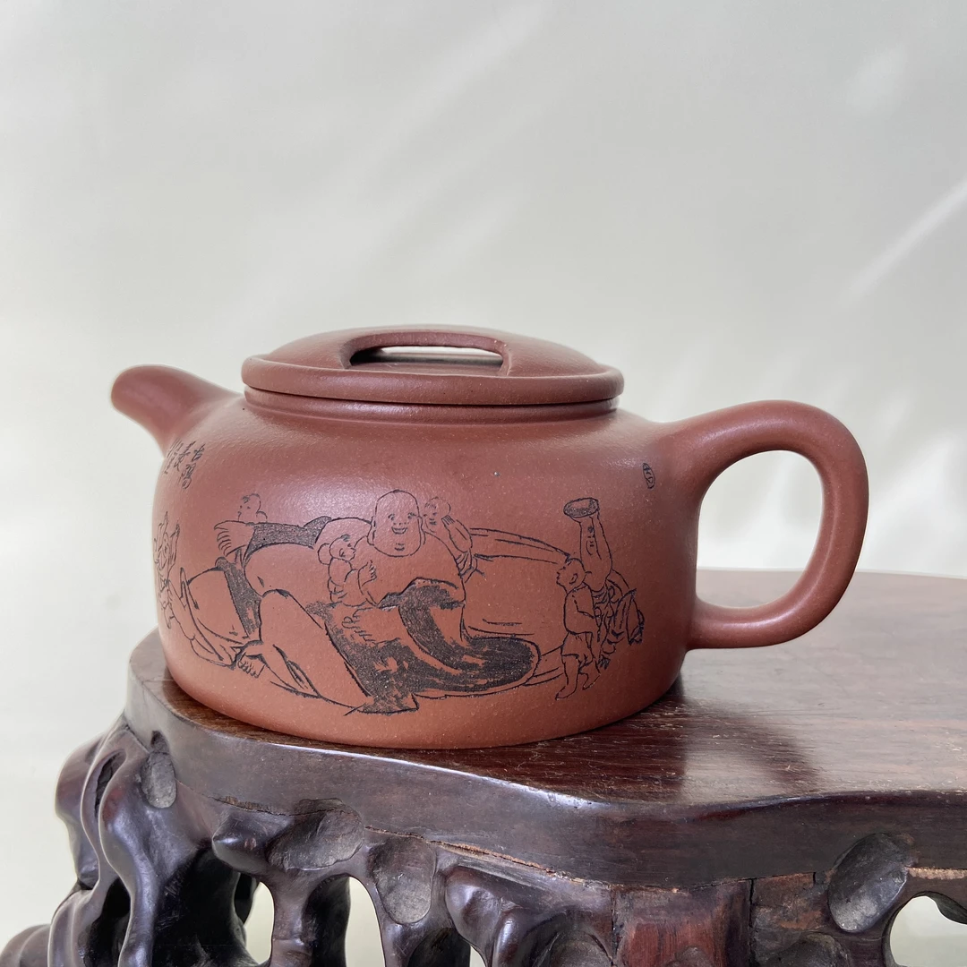 宜兴手工紫砂陶 （鲍正兰）300cc茶壶GS4198-3