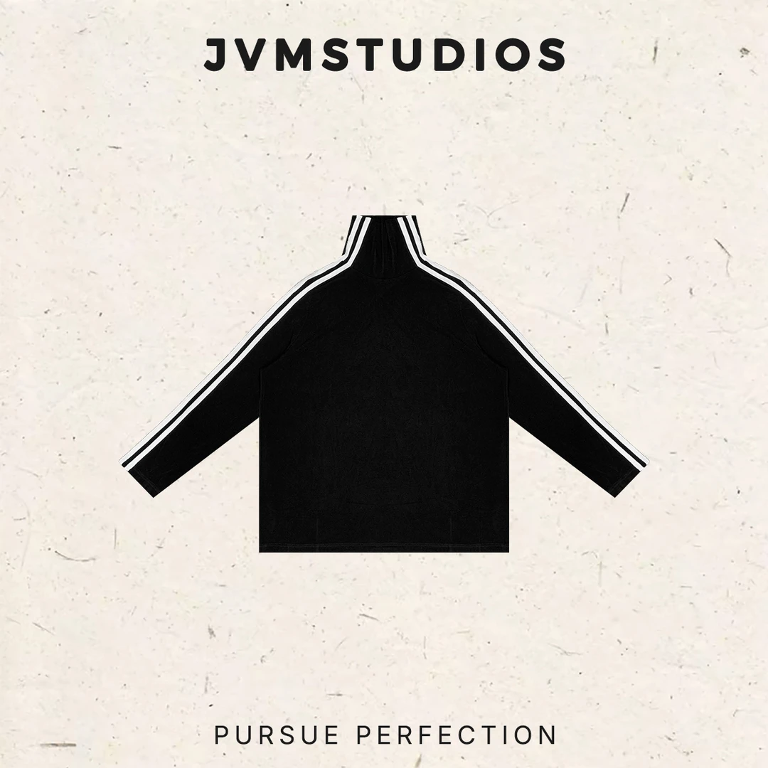 JVM新款极简风百搭高领三道杠醋酸针织衫女显瘦长袖打底衫50792