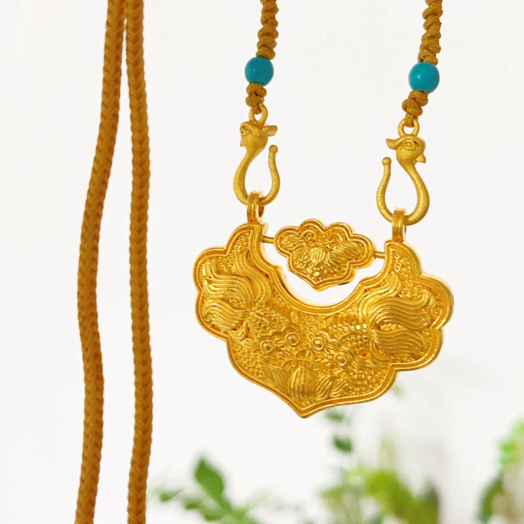 吊坠足银 双鱼锦鲤锁包