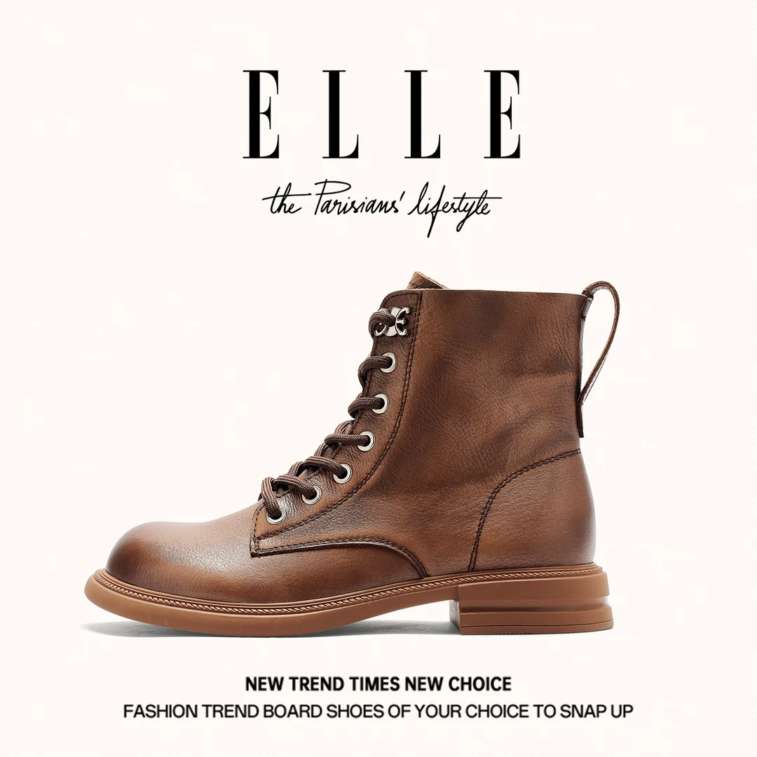 ELLE配裙子的靴子女2025新款户外美拉德废土风马丁靴西部牛仔短靴