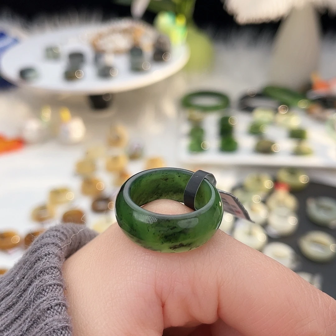 和田玉未镶嵌戒指k112 俄碧墩墩17.9mm