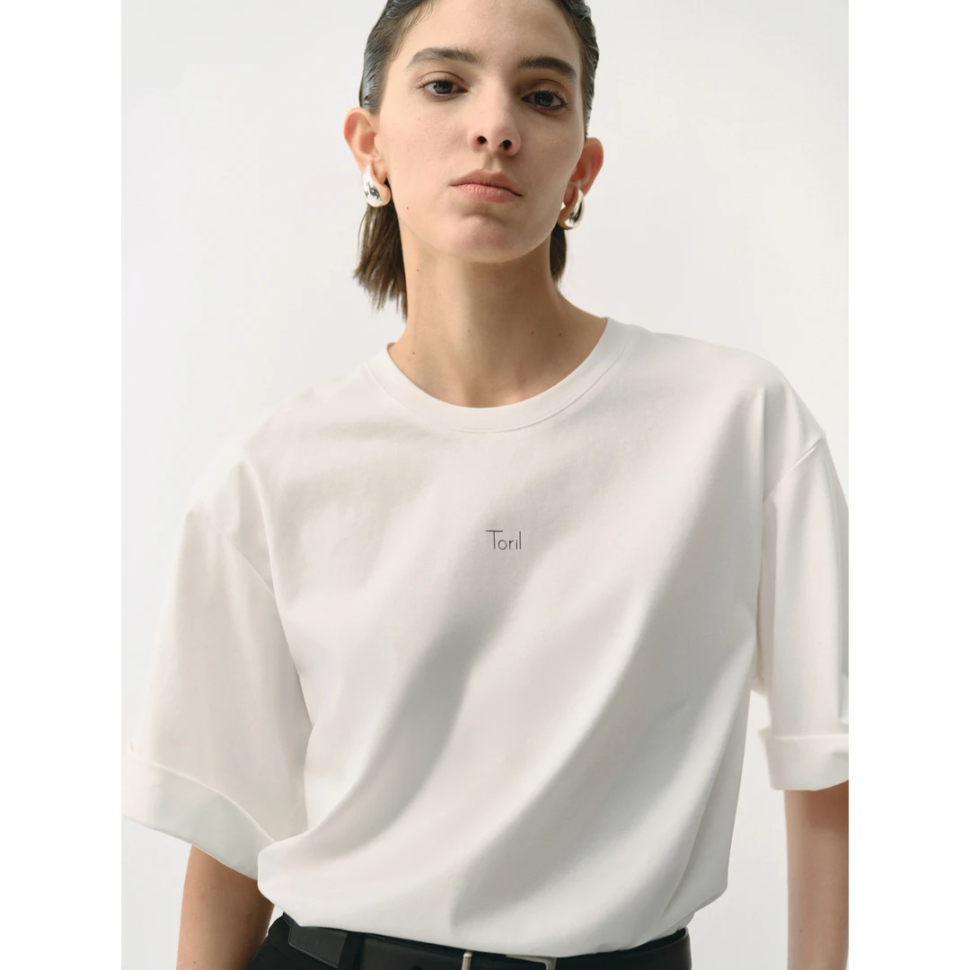 TORIL 圆领宽松印花T恤短袖女白搭休闲上衣 TGD2FST003
