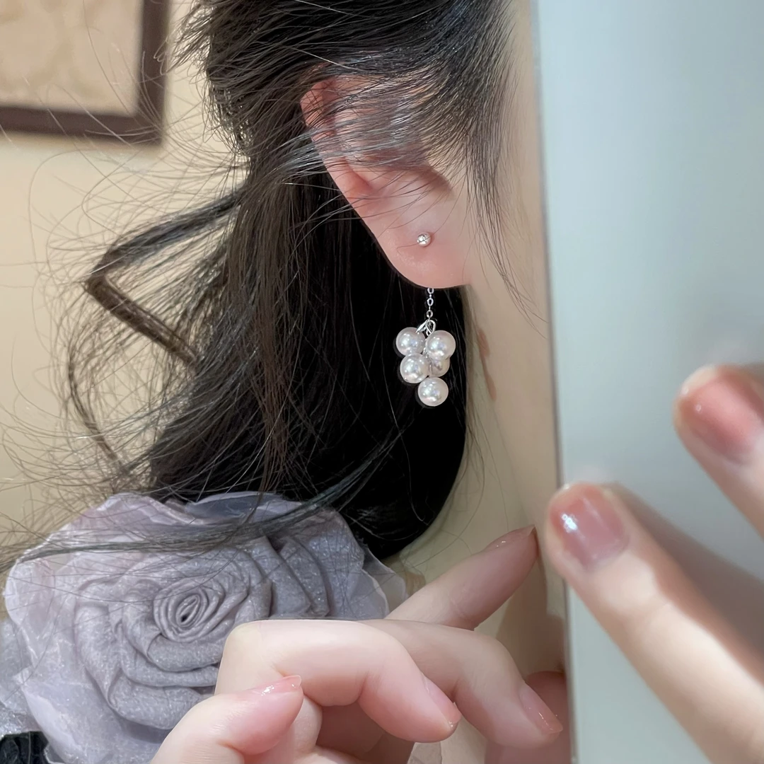 F145曼塔玫瑰粉紫流苏简约耳钉高级百搭小众温柔气质