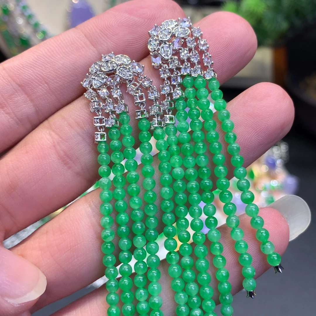 翡翠18K金镶嵌耳饰