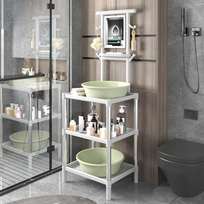 新款加粗加厚不锈钢洗脸盆架子农村浴室家用脸盆架防锈带镜子包邮