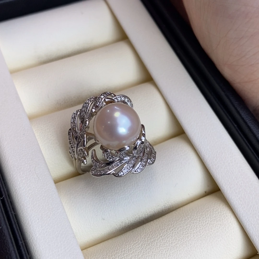 戒指淡水珍珠银S925镶嵌微瑕