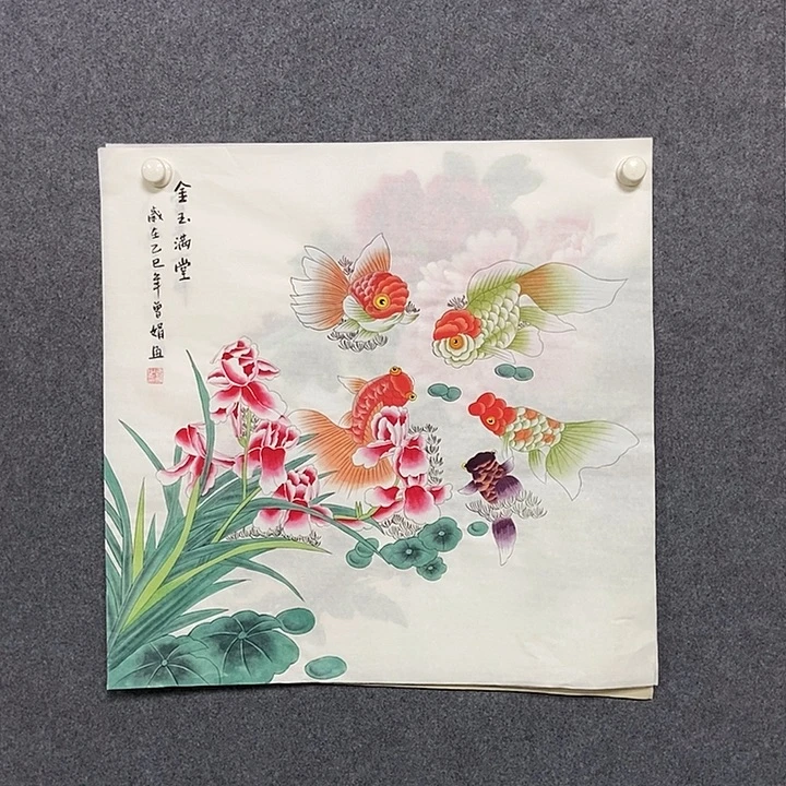 国画四尺斗方工笔一副