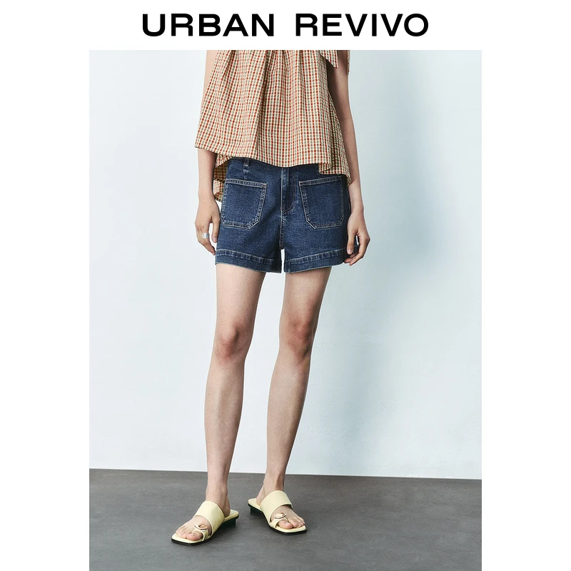 【一秒入夏】UR2025夏季新款女装双口袋装饰牛仔短裤UYY850133