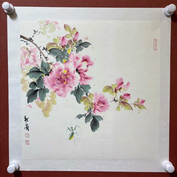 兰宝阁书画院三尺斗方纯手绘国画花鸟已拓裱画芯49:49