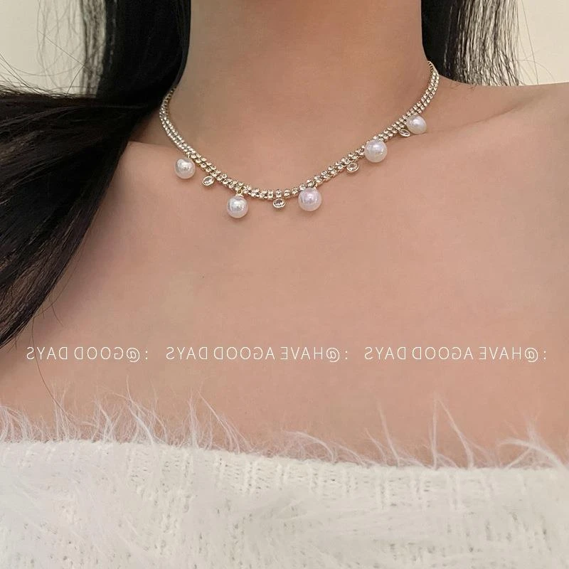 钛钢锆石项链 小众气质高级感轻奢项饰个性晚会锁骨链女简约排悬