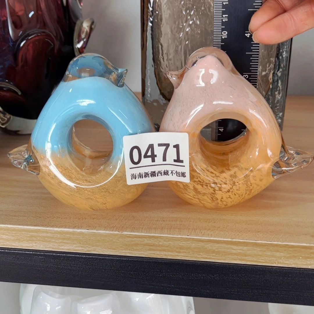 琉璃鸟一对0471高9 花瓶摆件