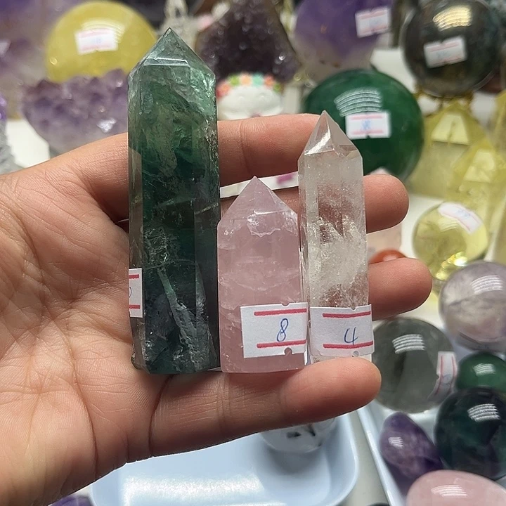 水晶珠宝半成品未镶嵌幸***草158克柱子3个