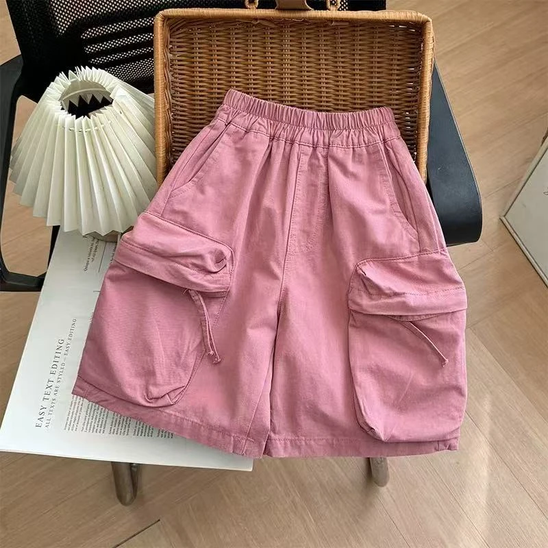 男童夏季工装短裤2025新款韩版儿童粉色裤子小男孩五分裤宝宝夏装