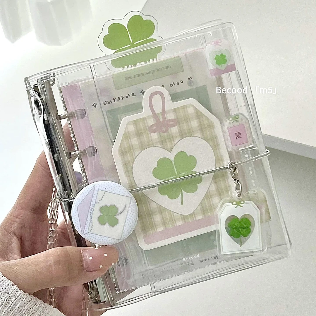 ins风纯色透明m5活页手账本高颜值简约随身日程记事本清新日记本