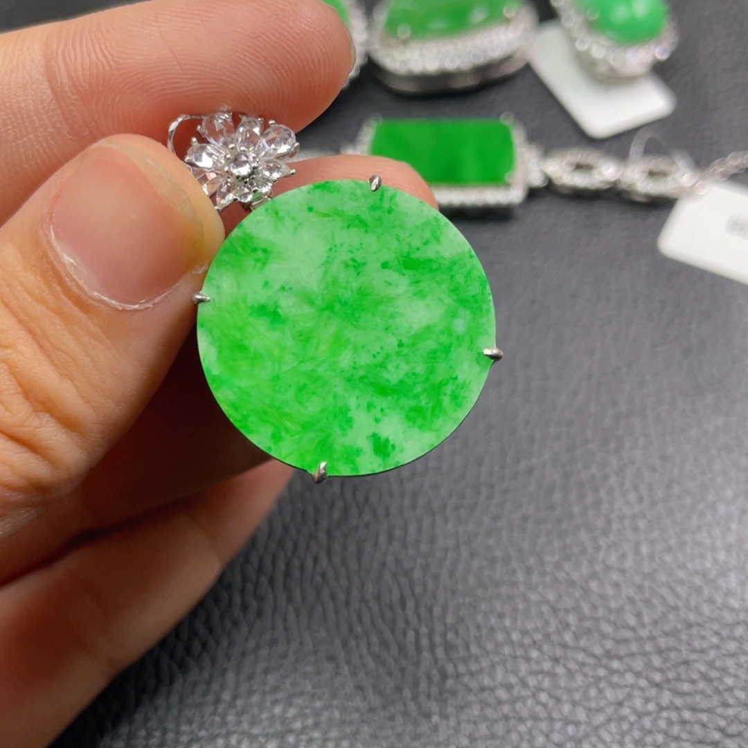 翡翠吊坠(不含链)银S925镶嵌