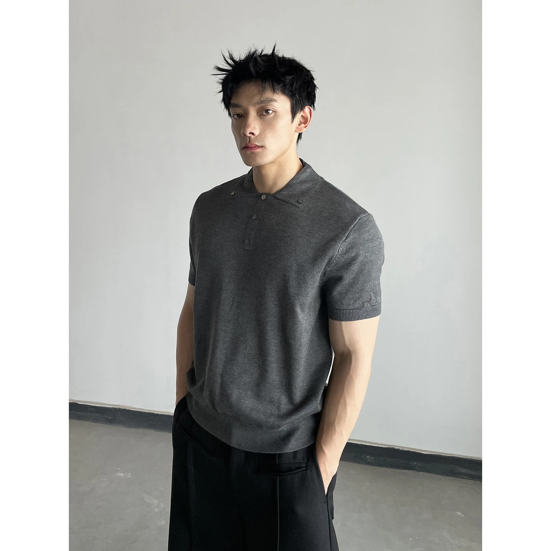 DAY NY莱赛尔天丝POLO领短袖t恤男高级感vintage老钱风上衣夏季