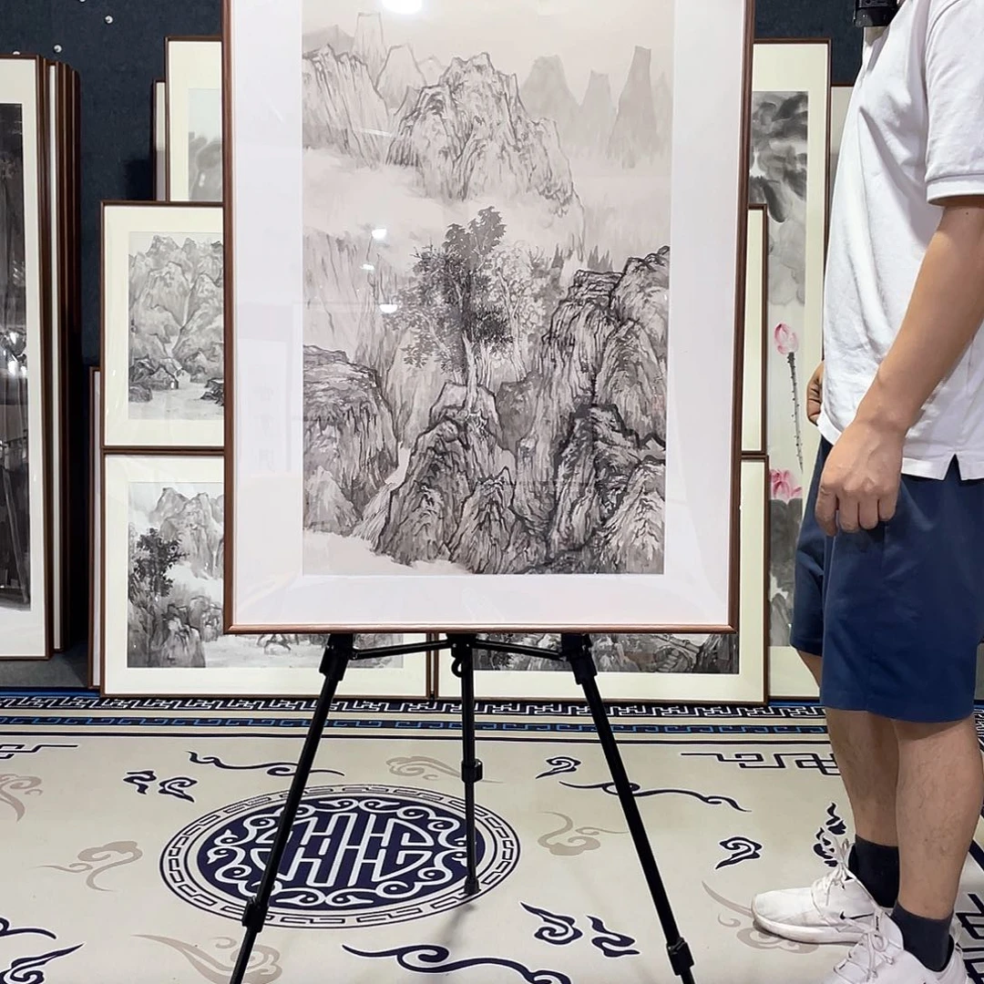 国画手绘画作品带框