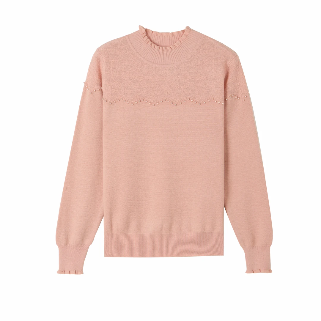 保暖通勤毛针织衫显白羊毛针织套头衫针织衫圆领