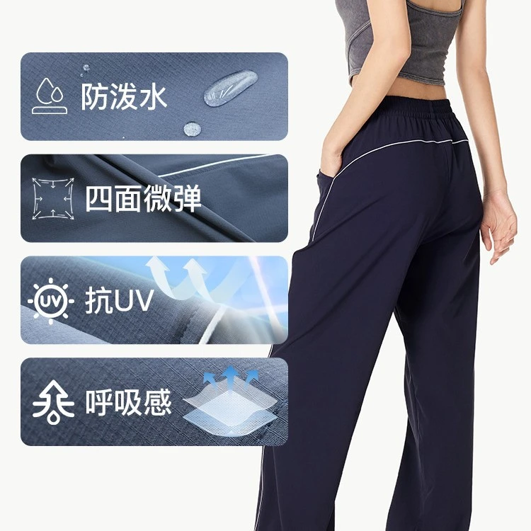 新款休闲宽松显瘦运动长裤女士跑步弹力透气防晒直筒裤轻盈工装裤