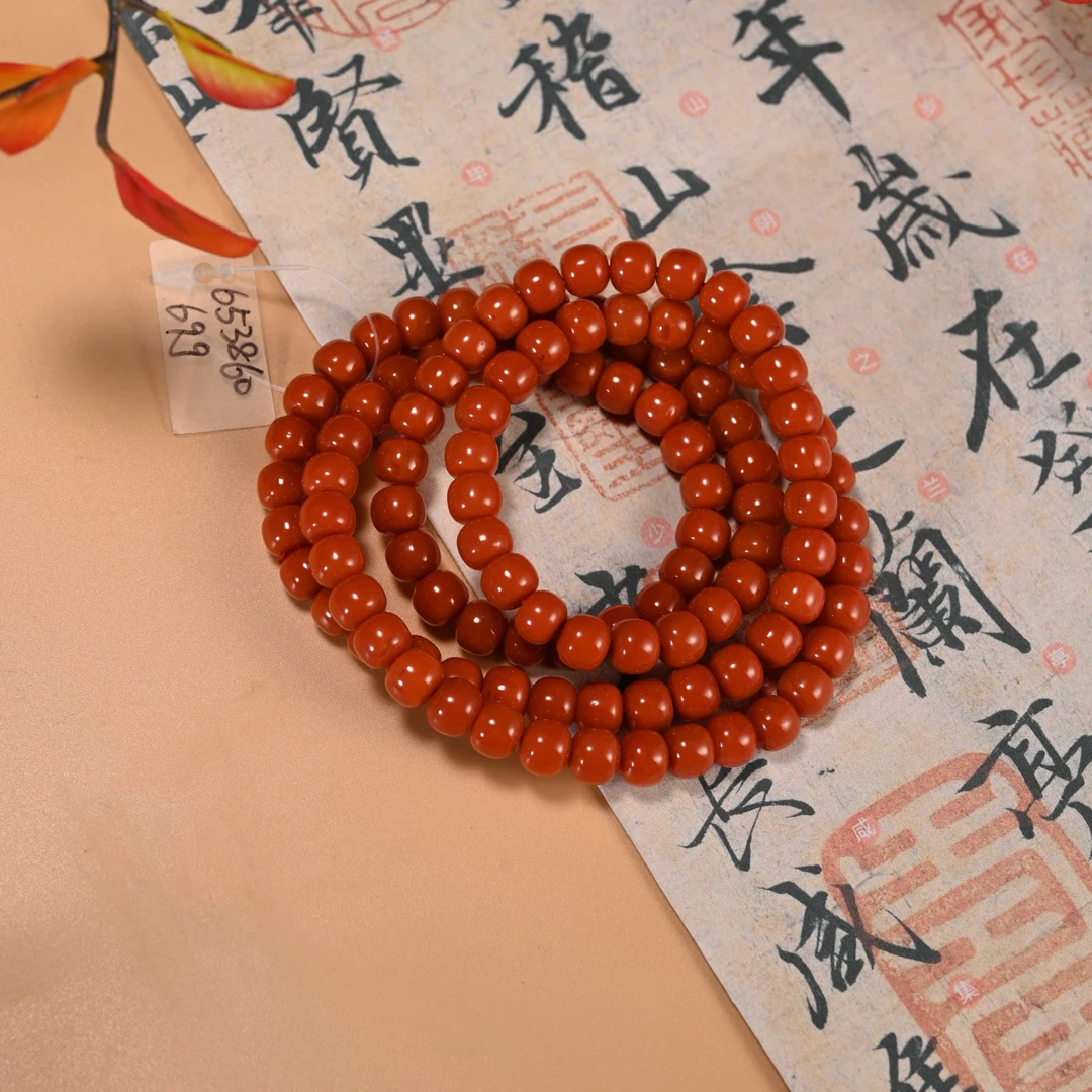 lot8855 2511240017玛瑙南红项链珠径7.8/保利