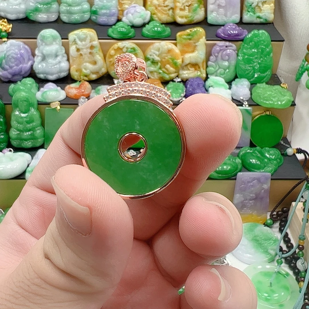 翡翠银S925镶嵌吊坠(赠链)