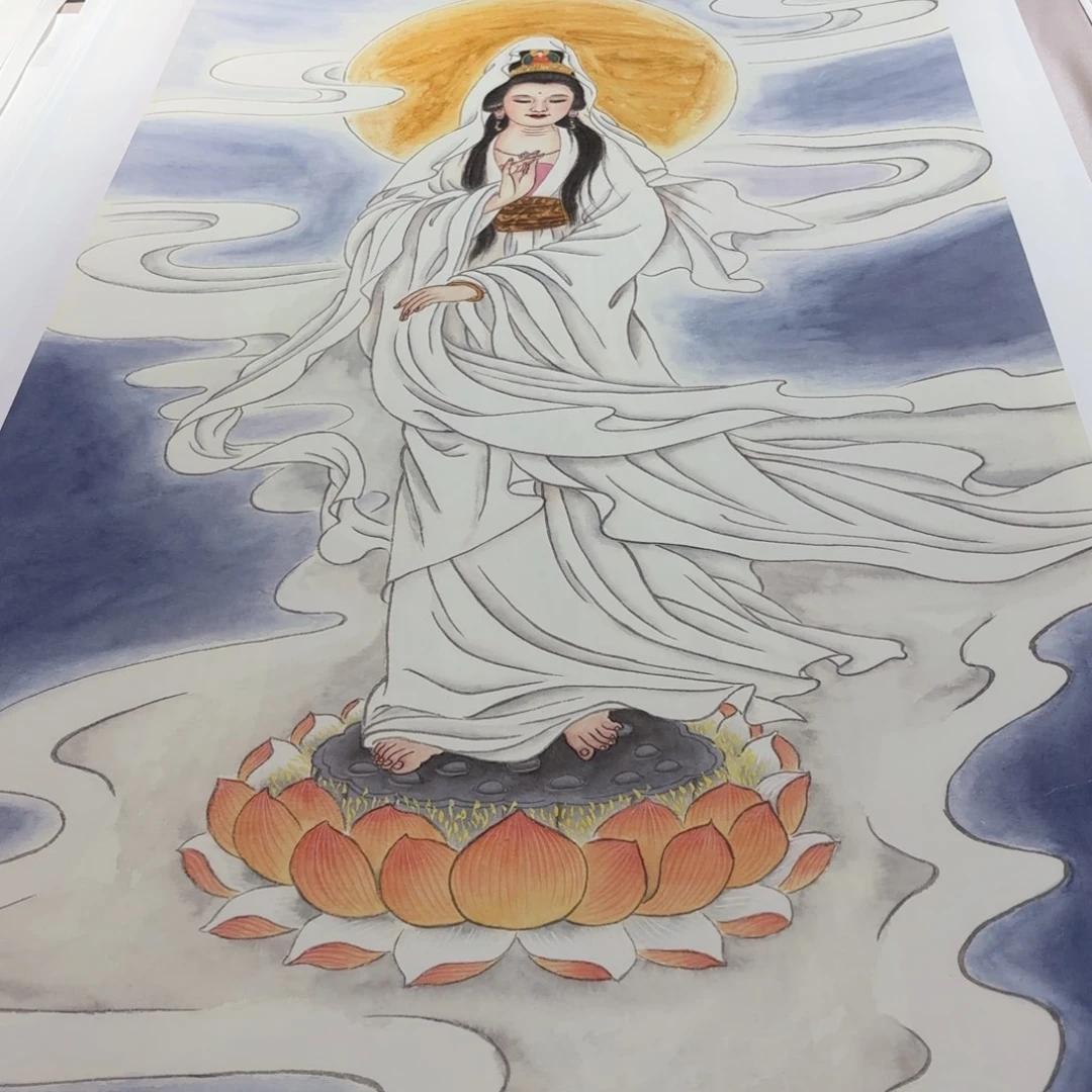 国画精品四尺白衣观音