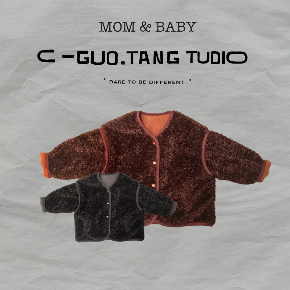 C-Guo.Tang Studio新年红色本命年卷卷毛重工宽松品质亲子外套