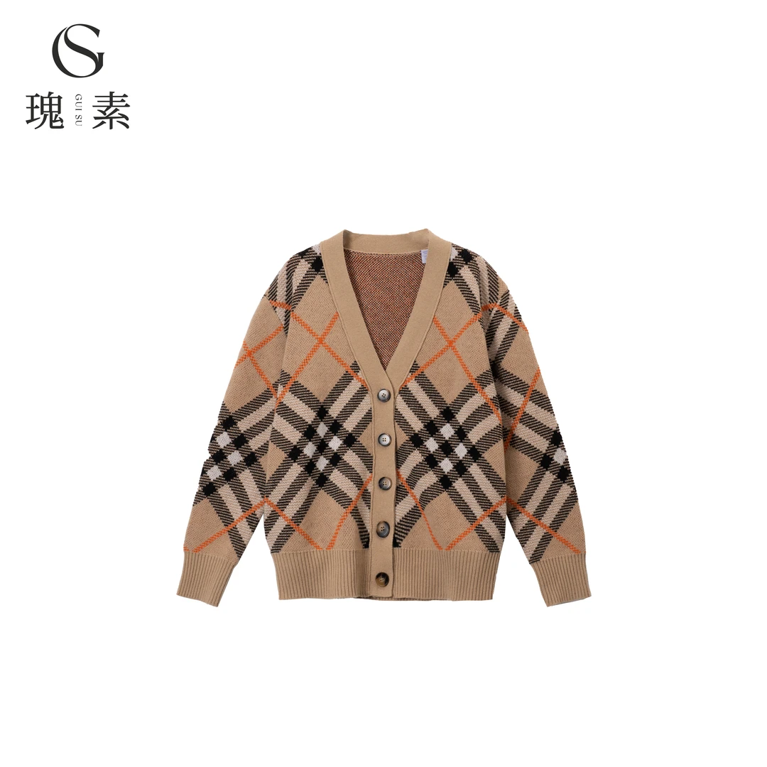 【素姐高定】格纹羊毛混纺开衫SMM102627