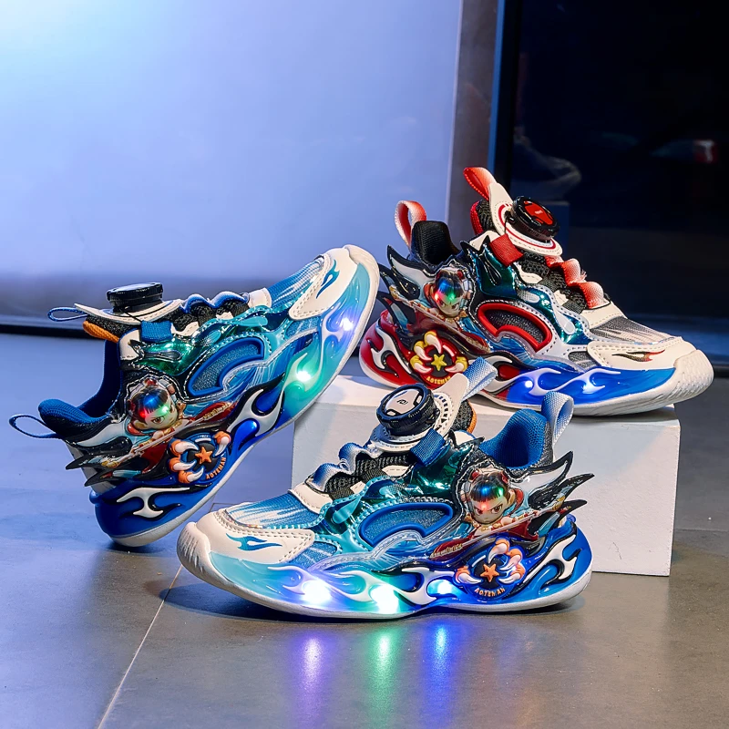 哪吒童鞋春秋男童运动鞋春款儿童鞋子3-6岁8发光男孩跑步运动鞋