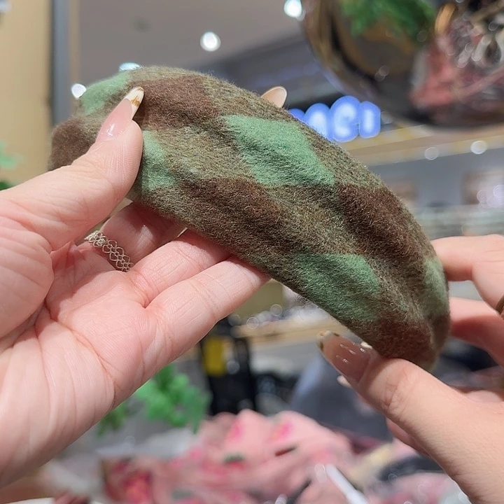 绿色棕色格子款发箍