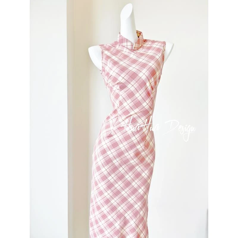 【花开栀夏】中国风文艺复古无袖日常旗袍优雅立领显瘦修身衣长120