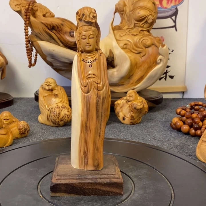 柏木（崖柏）崖柏观音摆件根雕工艺品