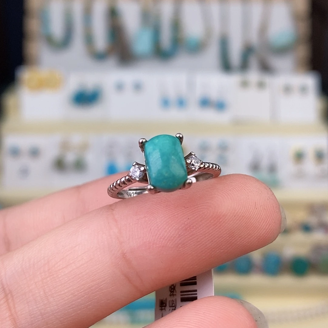 绿松石银S925镶嵌戒指
