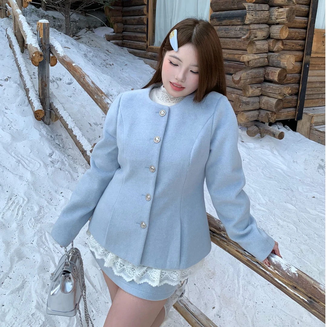 《蓝调风》百搭慵懒风甜美风冬季法式千金风显瘦时尚上下两件套装